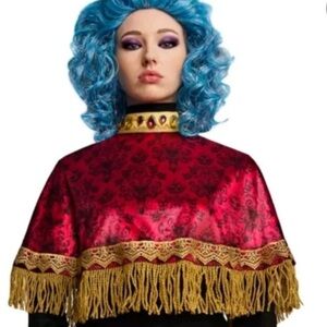 Disney Red and Gold Cape with Blue Wig